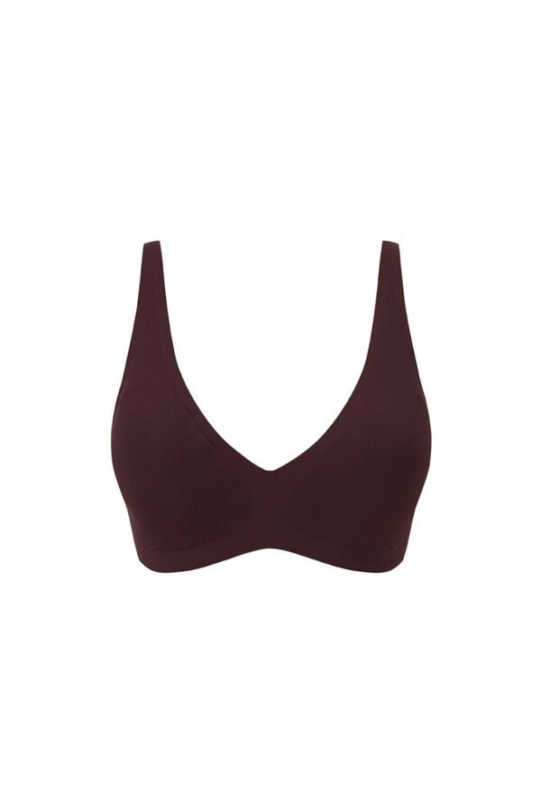 Women'secret Brasier top halter de microfibra acanalada caf&eacute; caf&eacute;