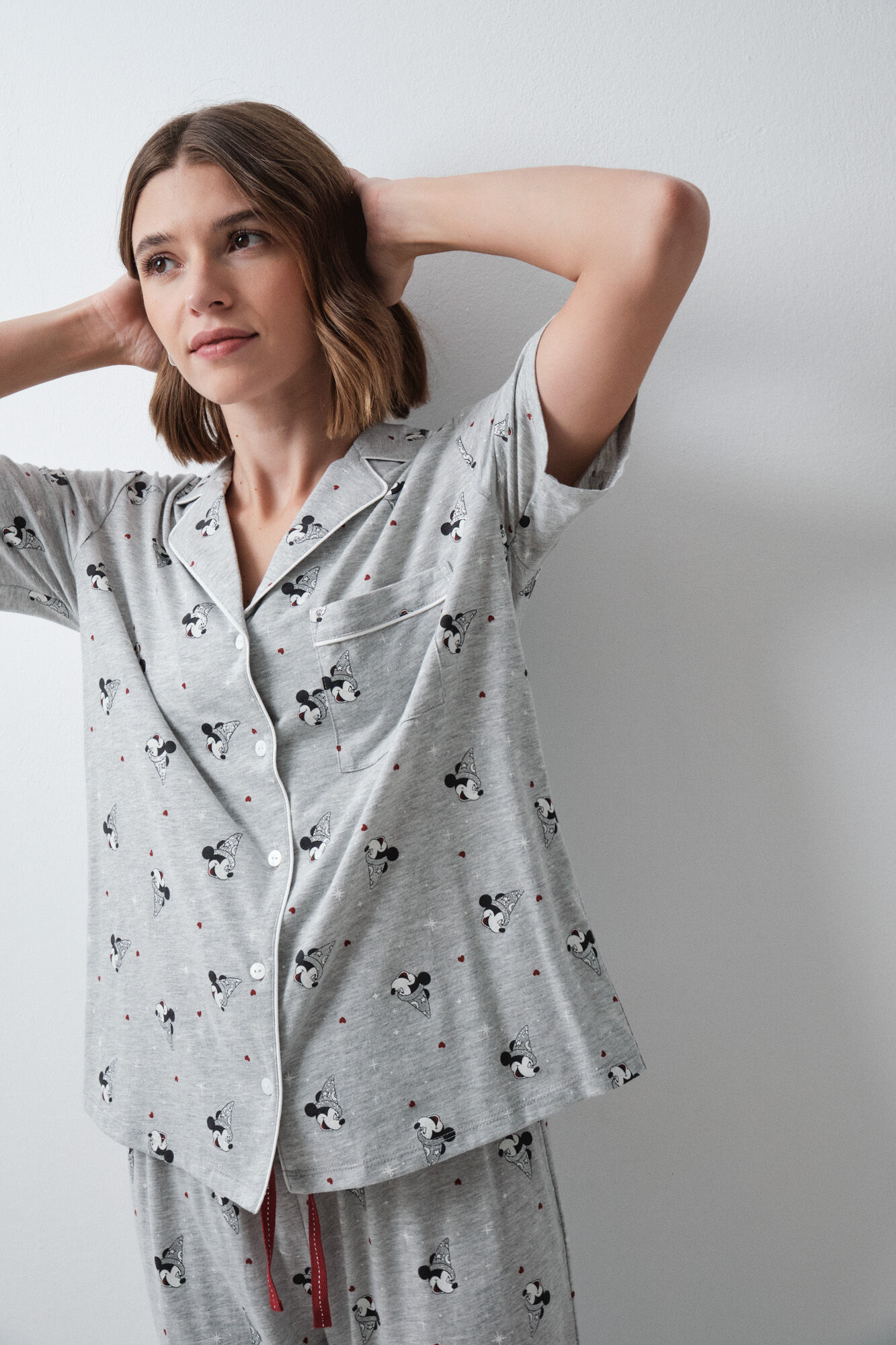 Women'secret Pijama camisera Mickey de algod&oacute;n manga corta