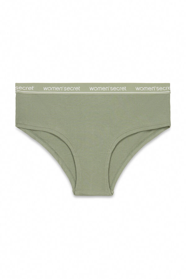 Women'secret Panty brasileño ancha de algodón color caqui kaki
