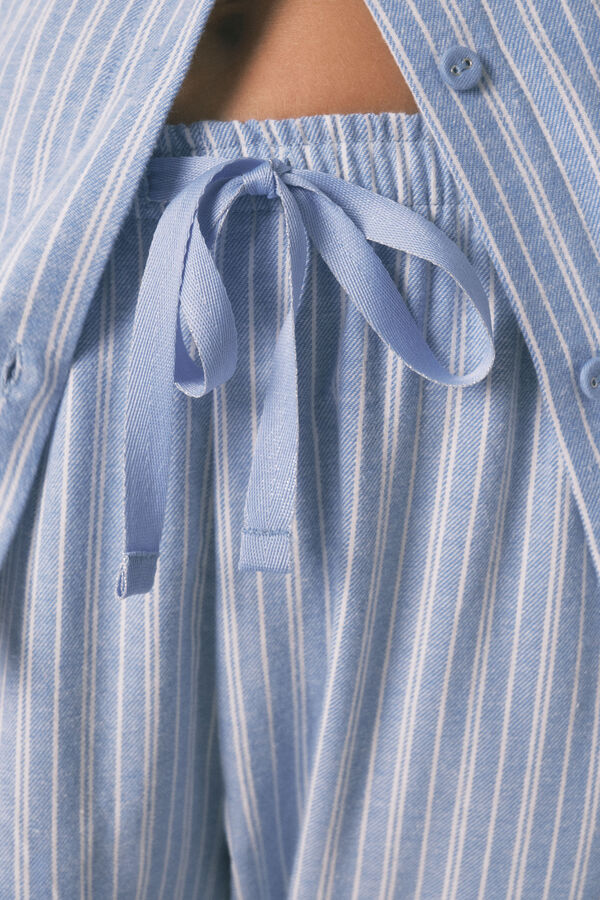 Women'secret Pijama camisera de rayas , 100% algodón azul