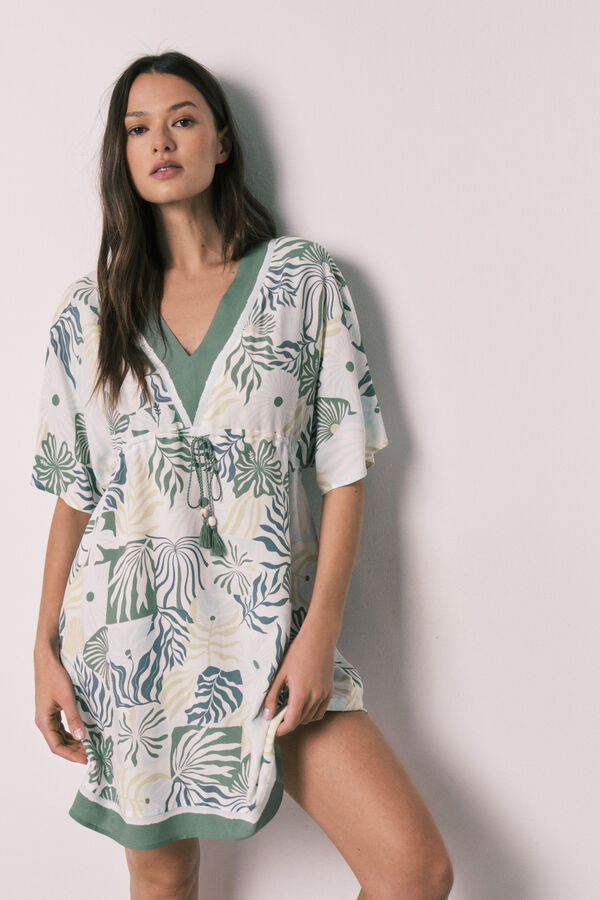 Women'secret Playera de dormir corta estampada kaki