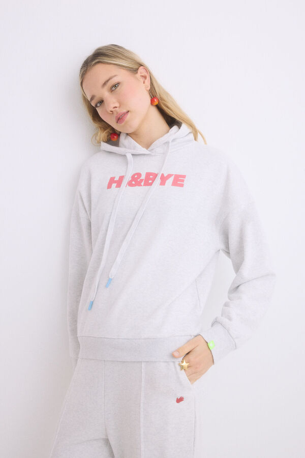 Womensecret Sudadera capucha felpa algodón gris gris