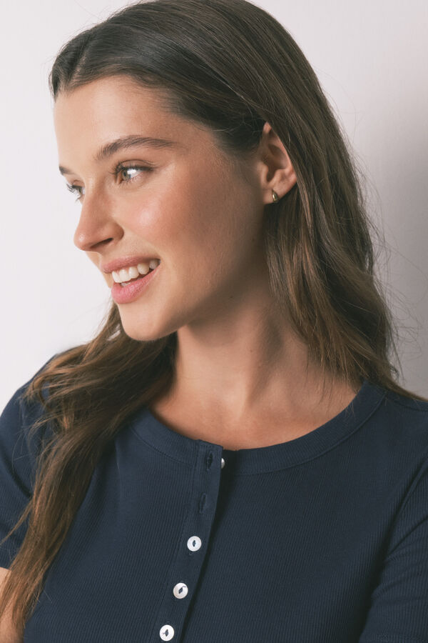 Women'secret Playera manga corta de algod&oacute;n azul azul