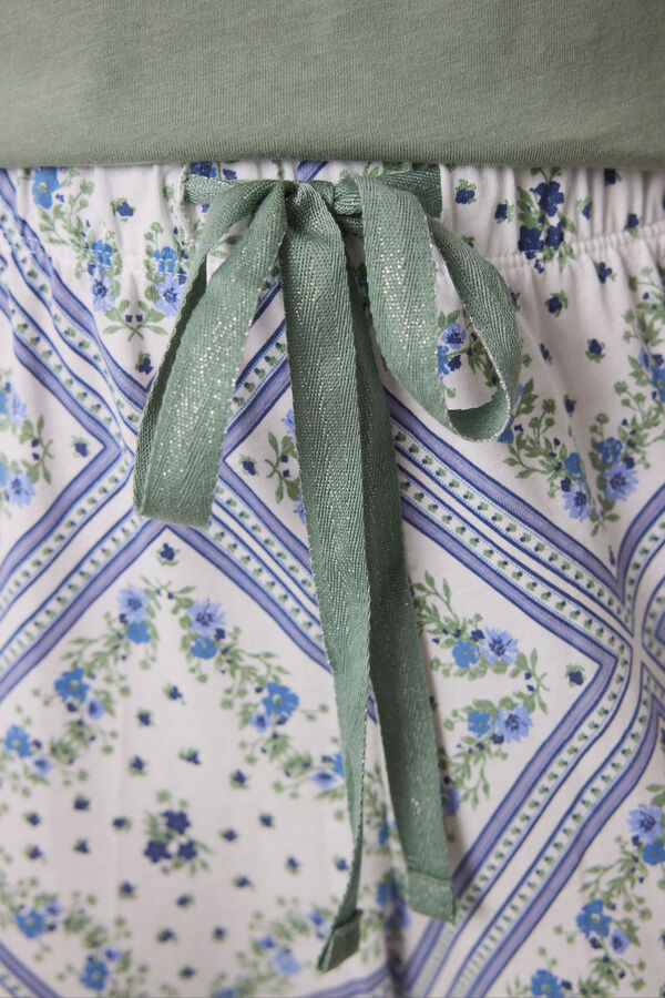 Womensecret Pijama 100% algodón estampado pañuelo kaki