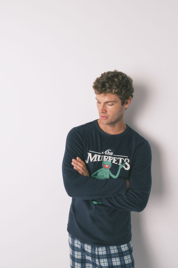 Women'secret Pijama larga de forro polar de los Muppet azules para hombre azul