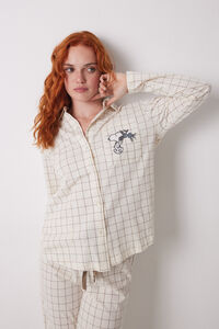 Womensecret Pijama camisera 100% algodón cuadros marfil