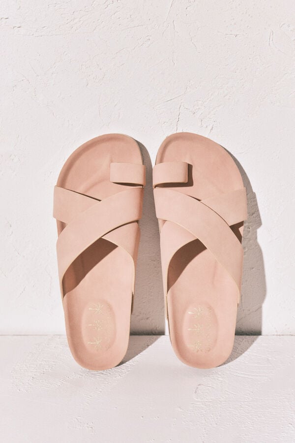 Women'secret Sandalia bio de tiras cruzadas rosa rosa