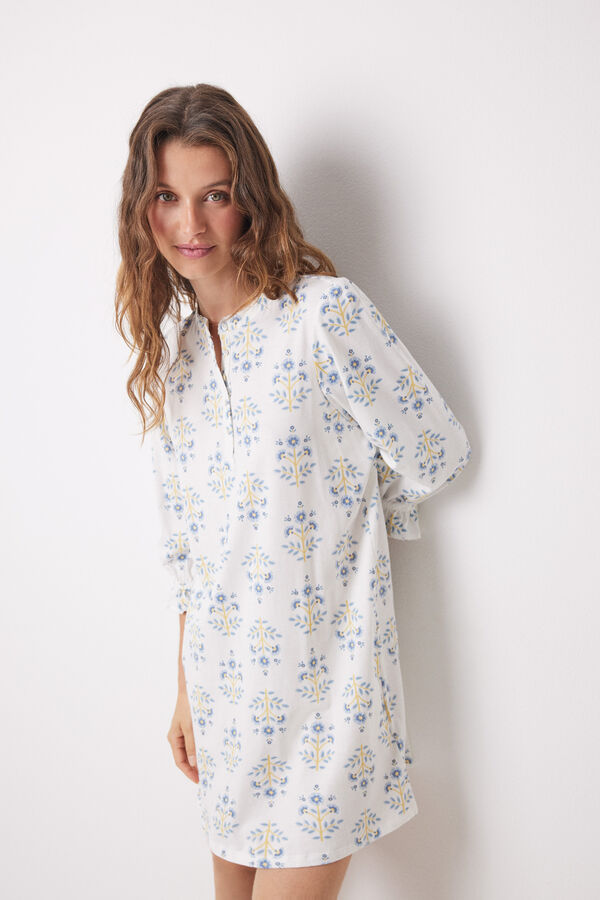 Womensecret Camisón corto 100% algodón allover flores estampado