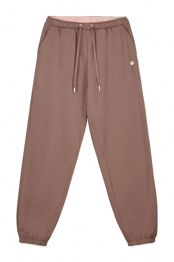HI&BYE Pantalón jogger de felpa de algodón marrón  café