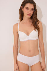Womensecret Braguita boxer de algodón panty con encaje marfil