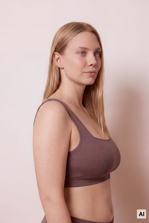 Women'secret Top largo sin costuras acanalado morado morado/lila
