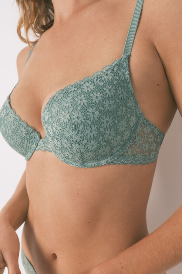 Womensecret GORGEOUS brasier push-up de encaje de flores verde verde