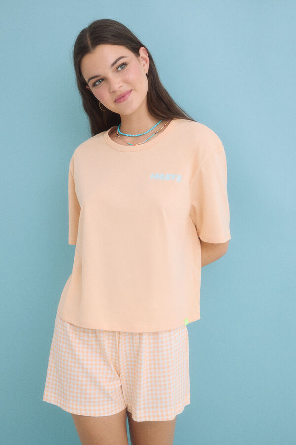 Womensecret Pijama corta 100% algodón en color naranja naranja