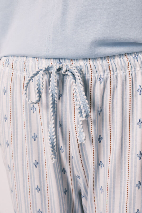 Women'secret Pijama capri de algod&oacute;n azul azul