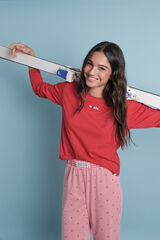 HI&BYE Pijama larga 100% algodón pijama rayas rojas  rojo