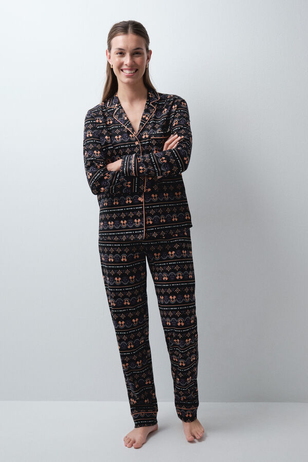 Women'secret Pijama larga camisera Mickey Halloween negro