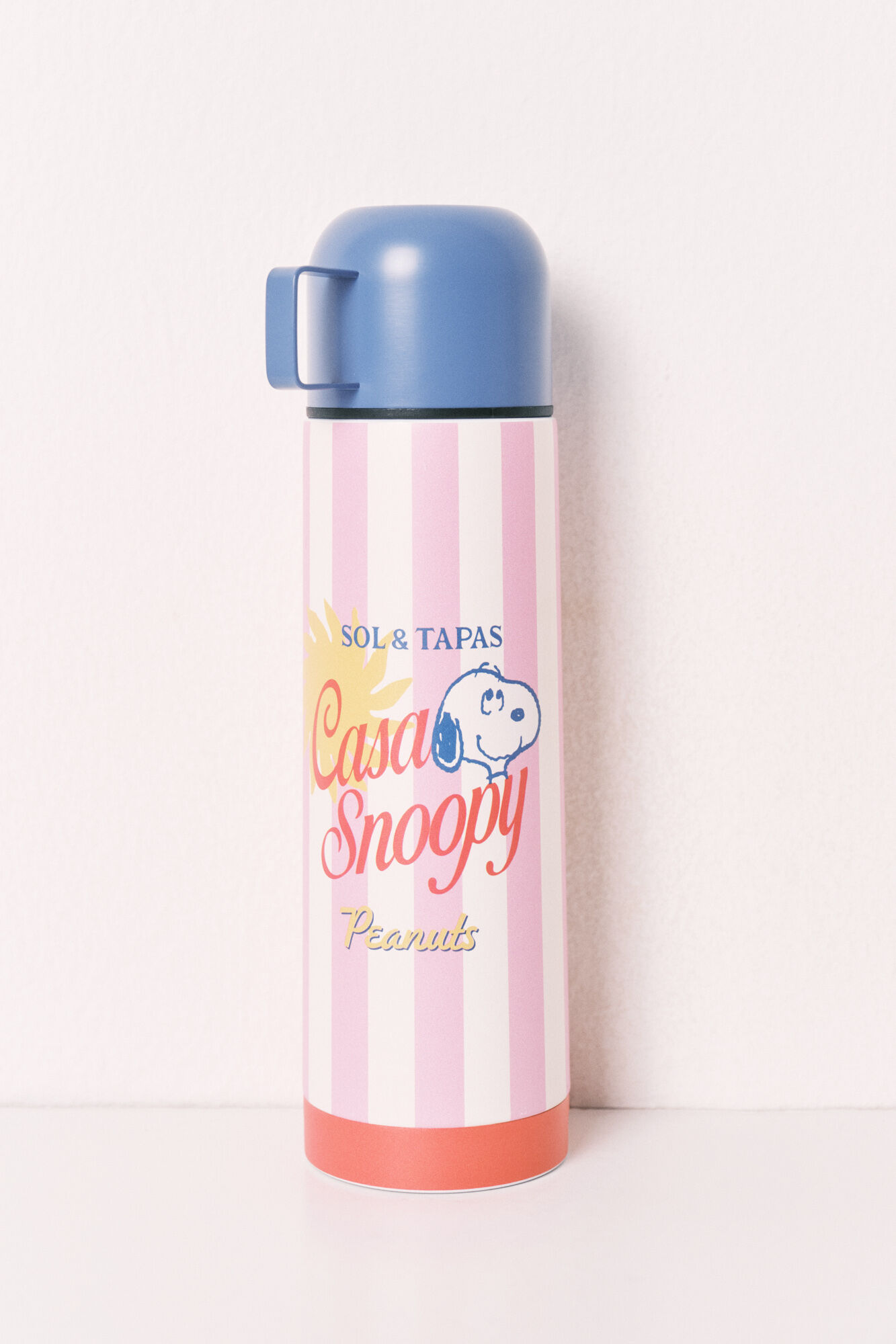 Women'secret Botella de acero inoxidable Snoopy a rayas