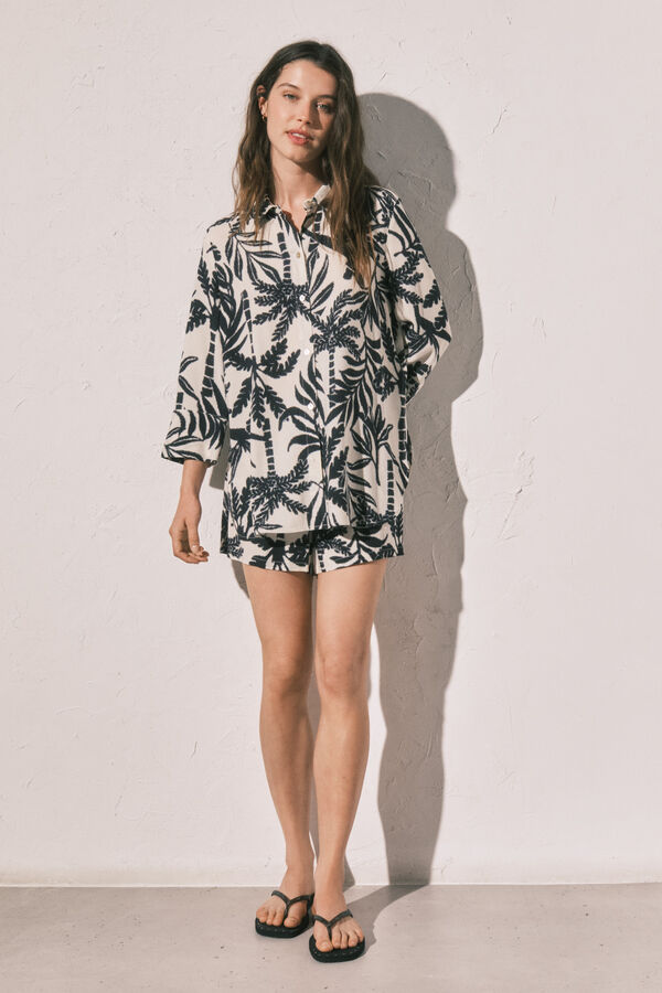 Women'secret Conjunto de camisa y short estampado negro