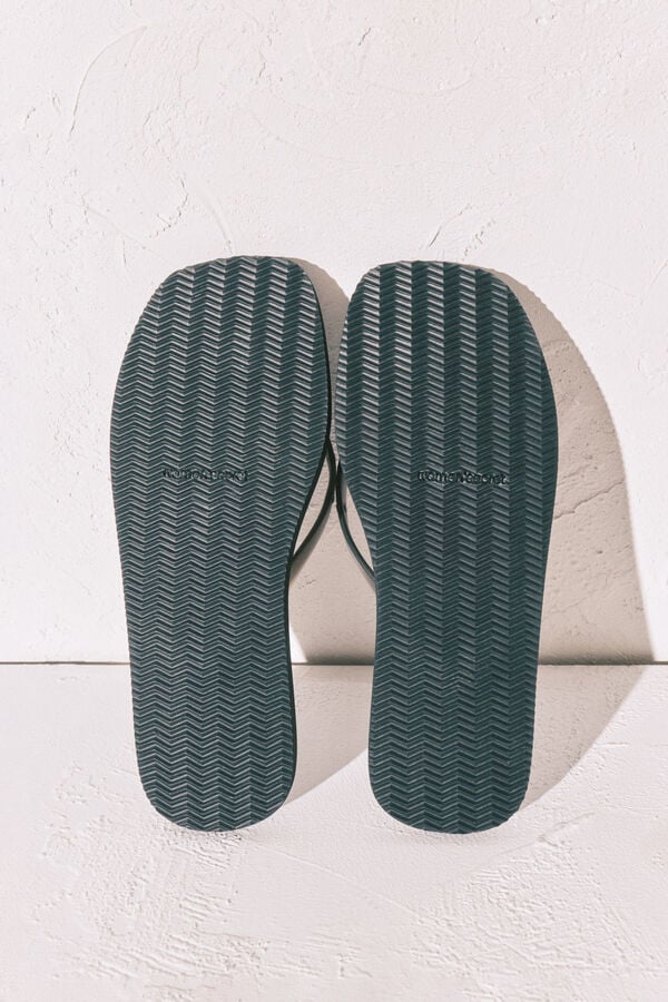 Women'secret Chanclas de punta cuadrada negras con tachuelas negro