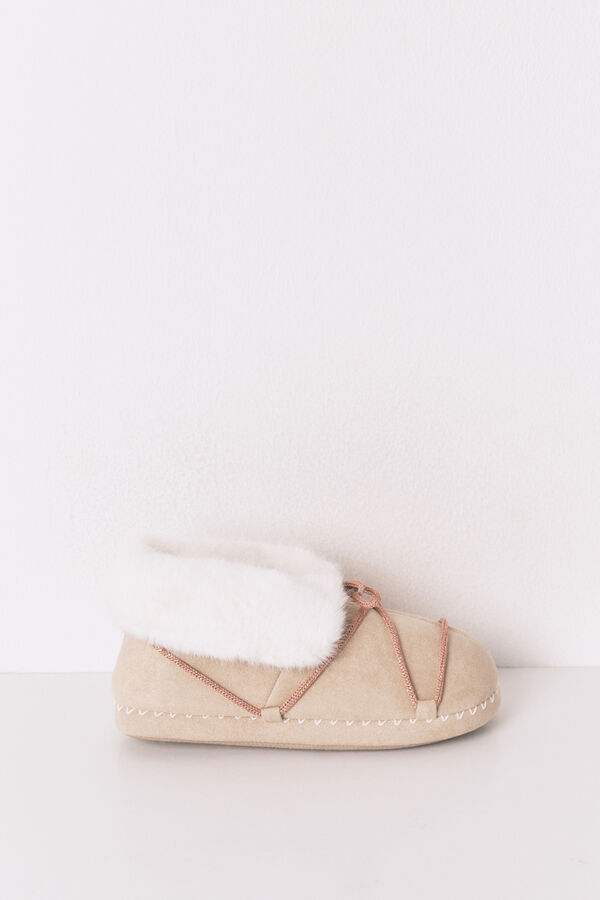 Women'secret Pantuflas botas antelina beige beige