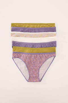 Womensecret Pack de 7 panties clásica de algodón con estampados variados estampado