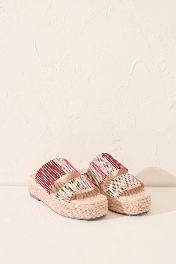 Womensecret Chanclas de plataforma de rafia multicolor blanco