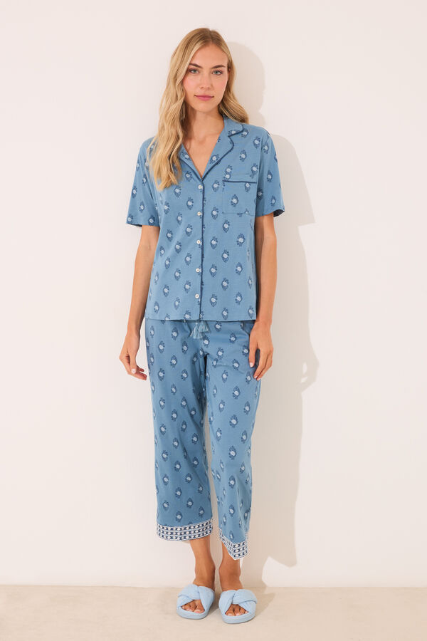 Womensecret Pijama camisera Capri 100% algodón paisley estampado