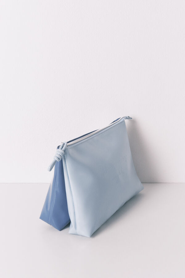 Women'secret Neceser doble mediano en piel azul gris