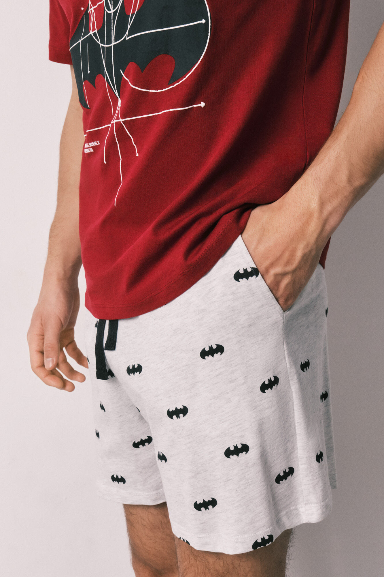 Women'secret Pijama corta de hombre de algod&oacute;n Batman rojo