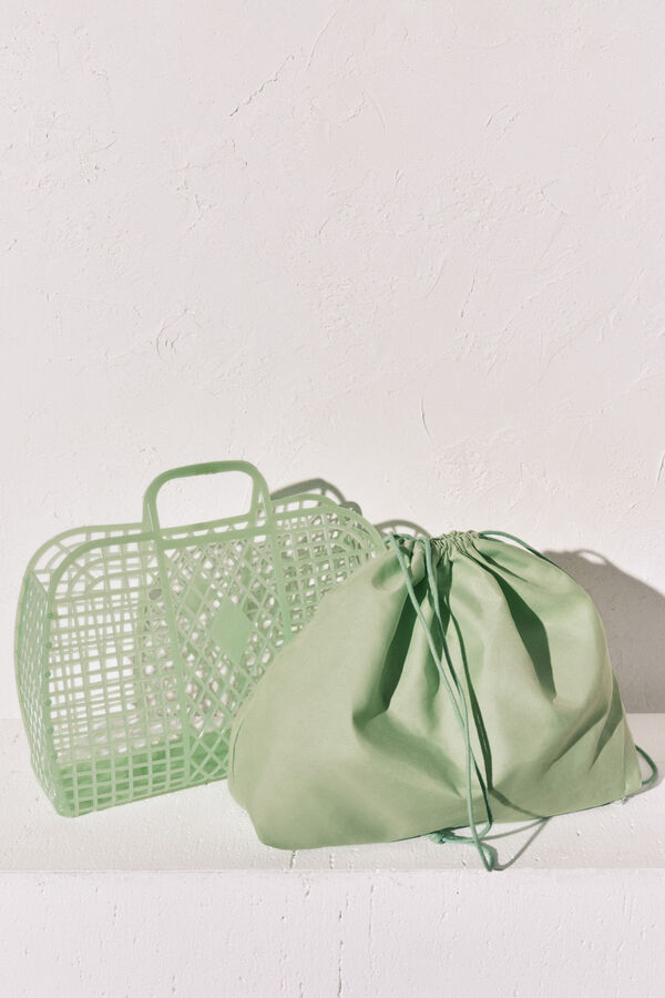 Women'secret Bolsa mediana jelly efecto de red verde verde