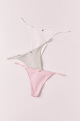 Women'secret Pack de 3 tangas de algod&oacute;n pointelle mix colores blanco
