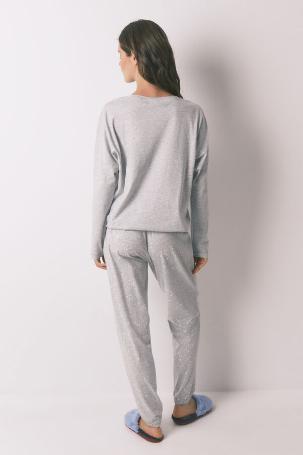 Women'secret Pijama larga algodón Hedwig gris  gris