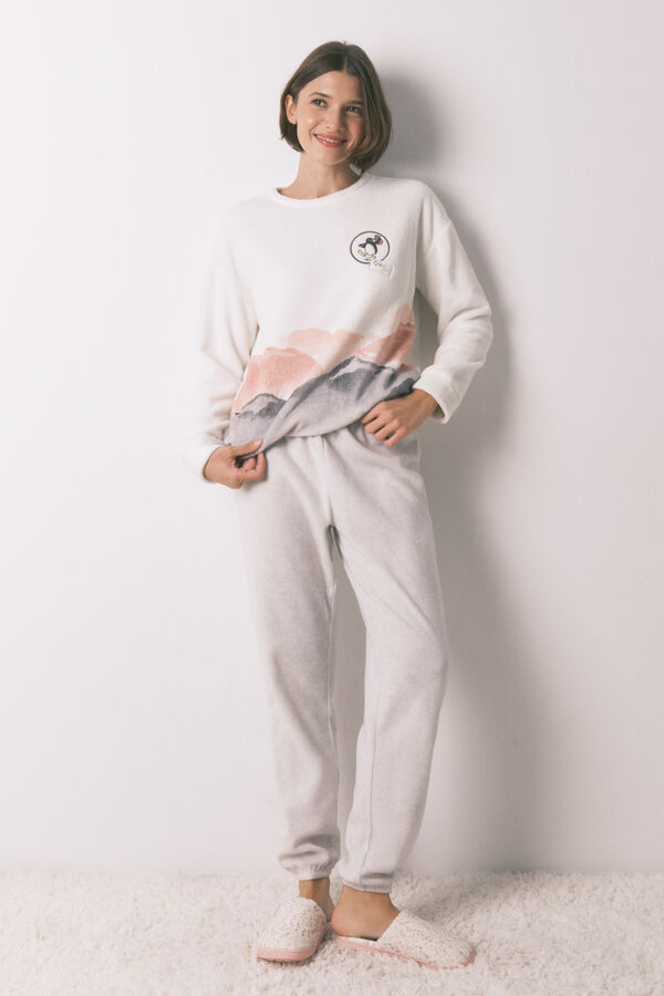 Women'secret Pijama larga polar suave estampado Pingu marfil