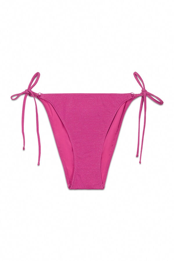 Women'secret Panty de bikini cl&aacute;sica de tiras con brillo rosa rosa