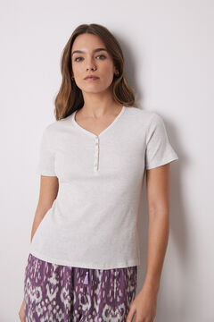 Womensecret Playera manga corta canalé gris gris
