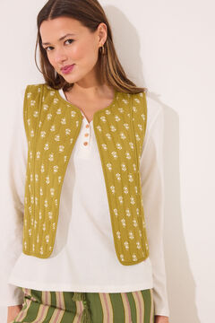 Womensecret Chaleco reversible 100% algodón sellos verdes blanco