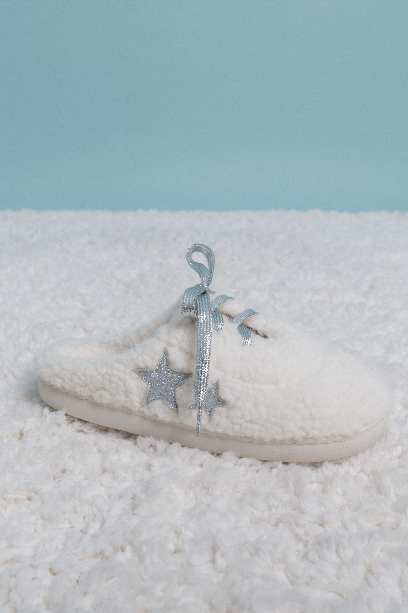 HI&BYE Pantuflas para casa blancas de borrego