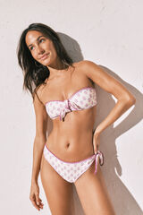 Women'secret Panty de bikini cl&aacute;sico estampado de mini sellos marfil