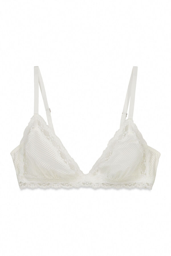 Women'secret Brasier triangular de microfibra y encaje blanco NATURAL caf&eacute;