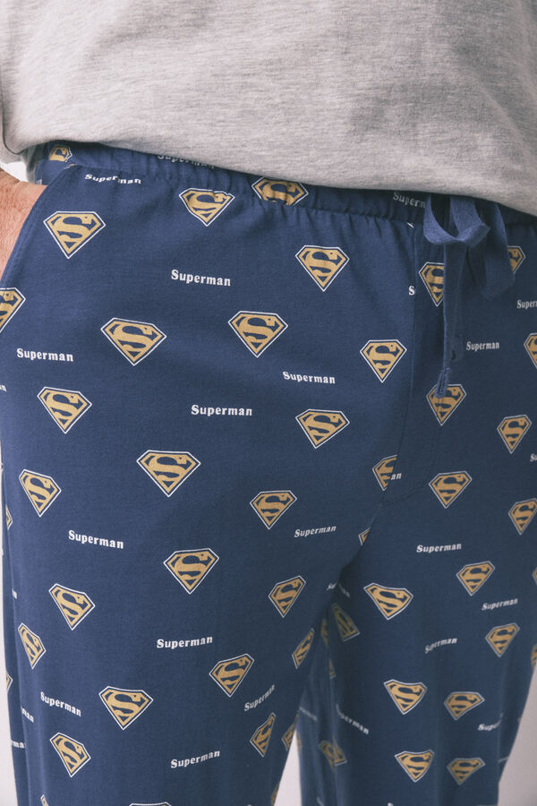 Women'secret Pijama larga de Superman gris 100% algodón  gris