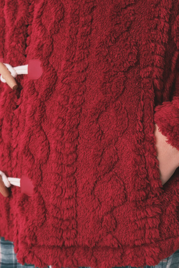 Women'secret Bata corta capucha polar suave rojo rojo