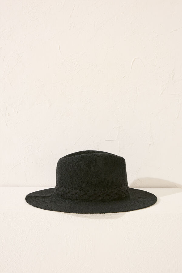 Womensecret Sombrero negro detalle trenzado  negro