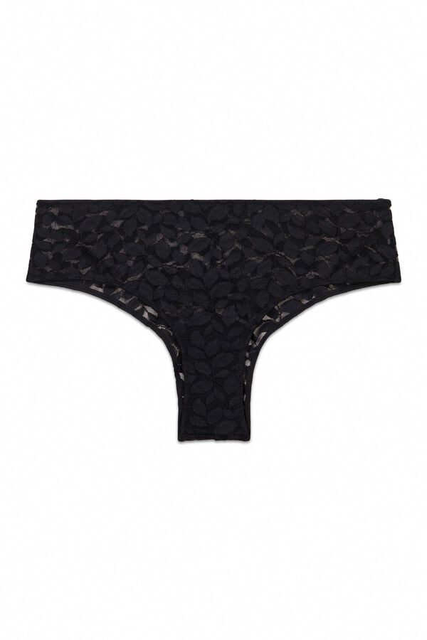 Women'secret Panty brasile&ntilde;o ancho de encaje negro negro