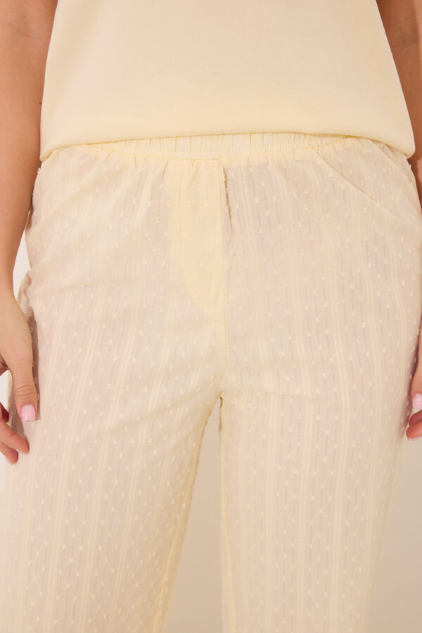 Womensecret Pijama de manga corta de algodón amarillo amarillo