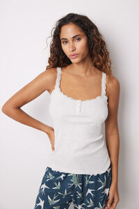 Womensecret Playera tirantes canalé algodón gris gris