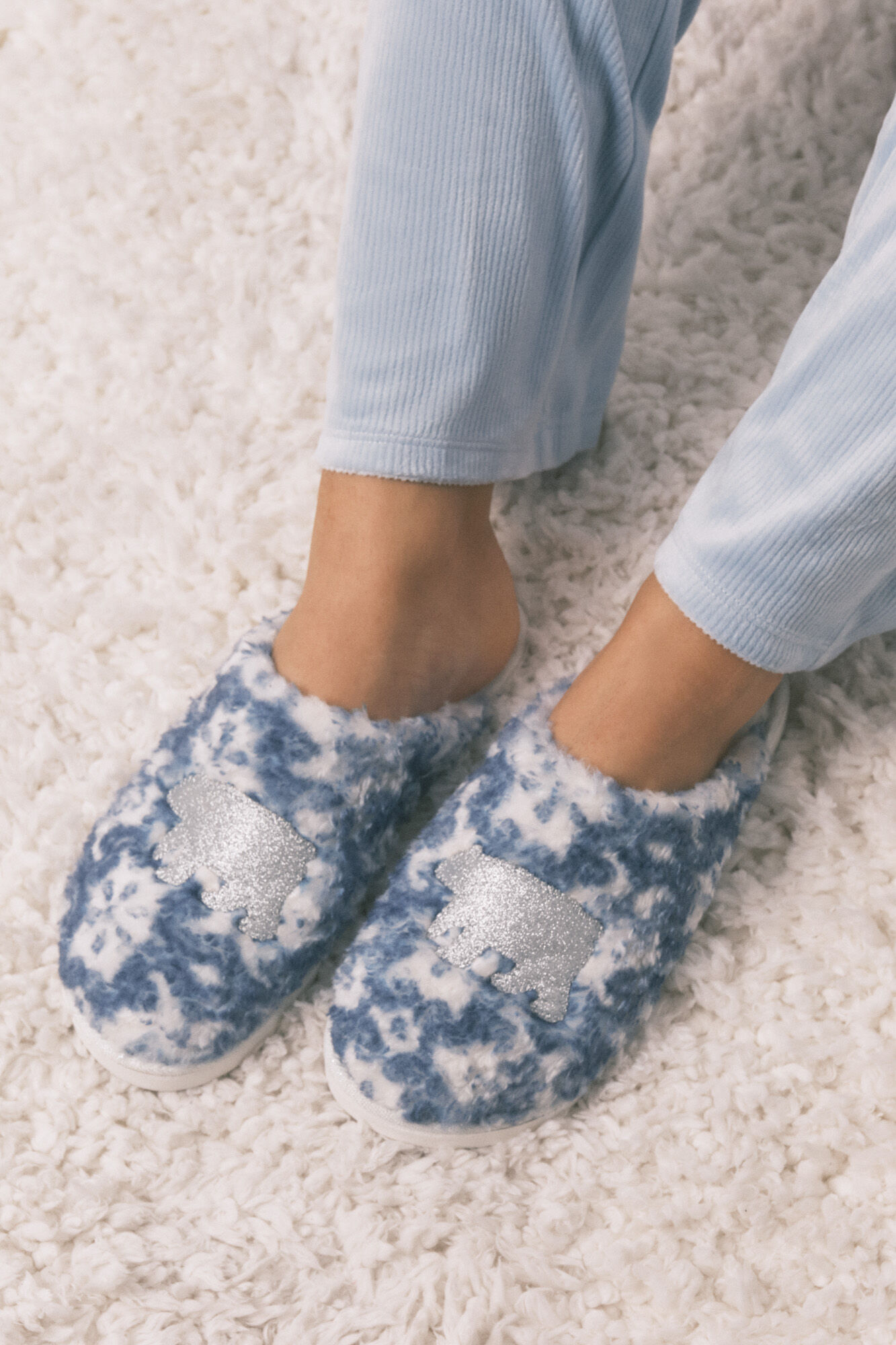 Women'secret Pantuflas para casa con parche de borrego con brillantina