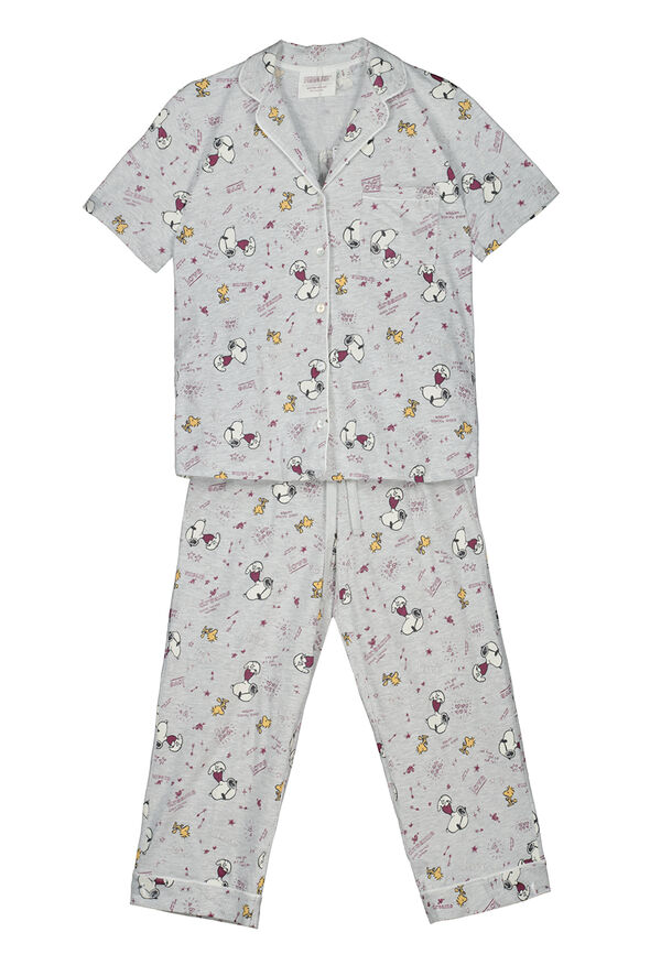 Womensecret Pijama camisera 100% algodón Snoopy gris
