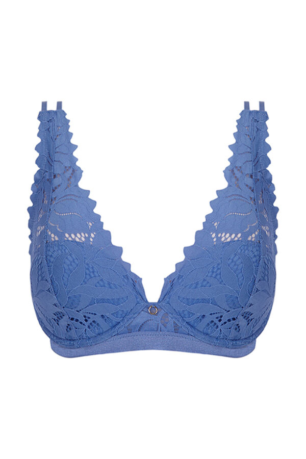 Womensecret INTUITIVE Sujetador halter encaje guipur azul azul