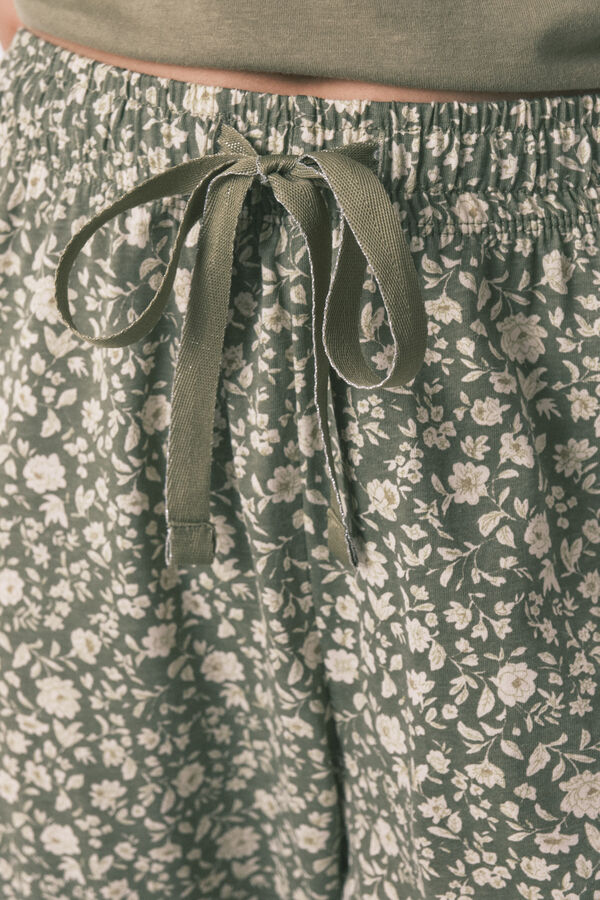 Women'secret Pijama larga Smiley color caqui 100 % algod&oacute;n kaki