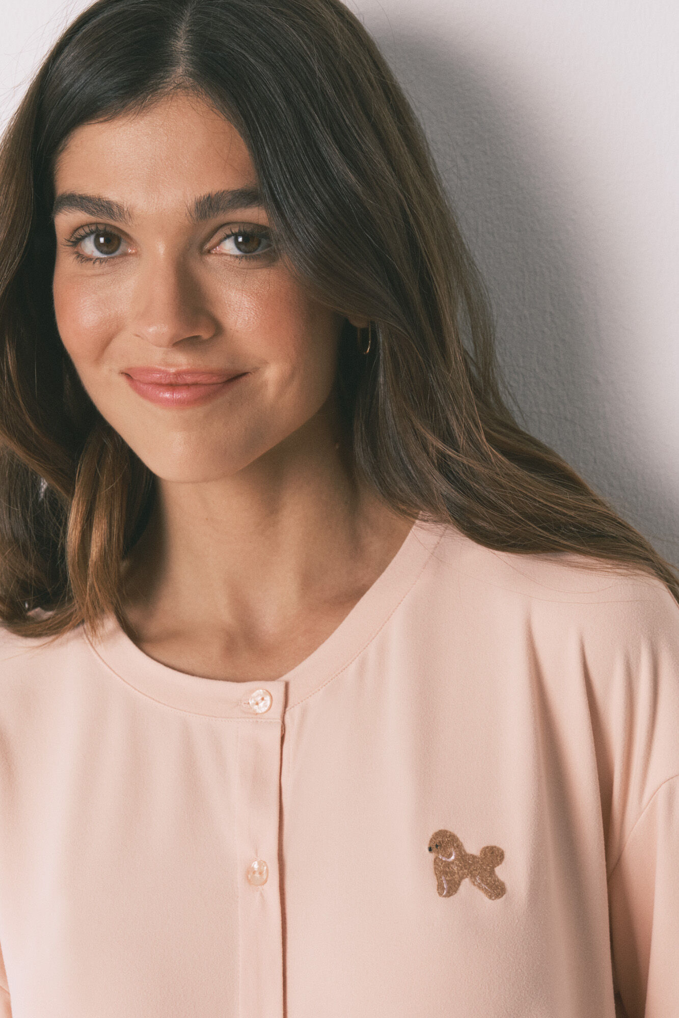 Women'secret Pijama larga de tejido suave estampado de perritos rosa